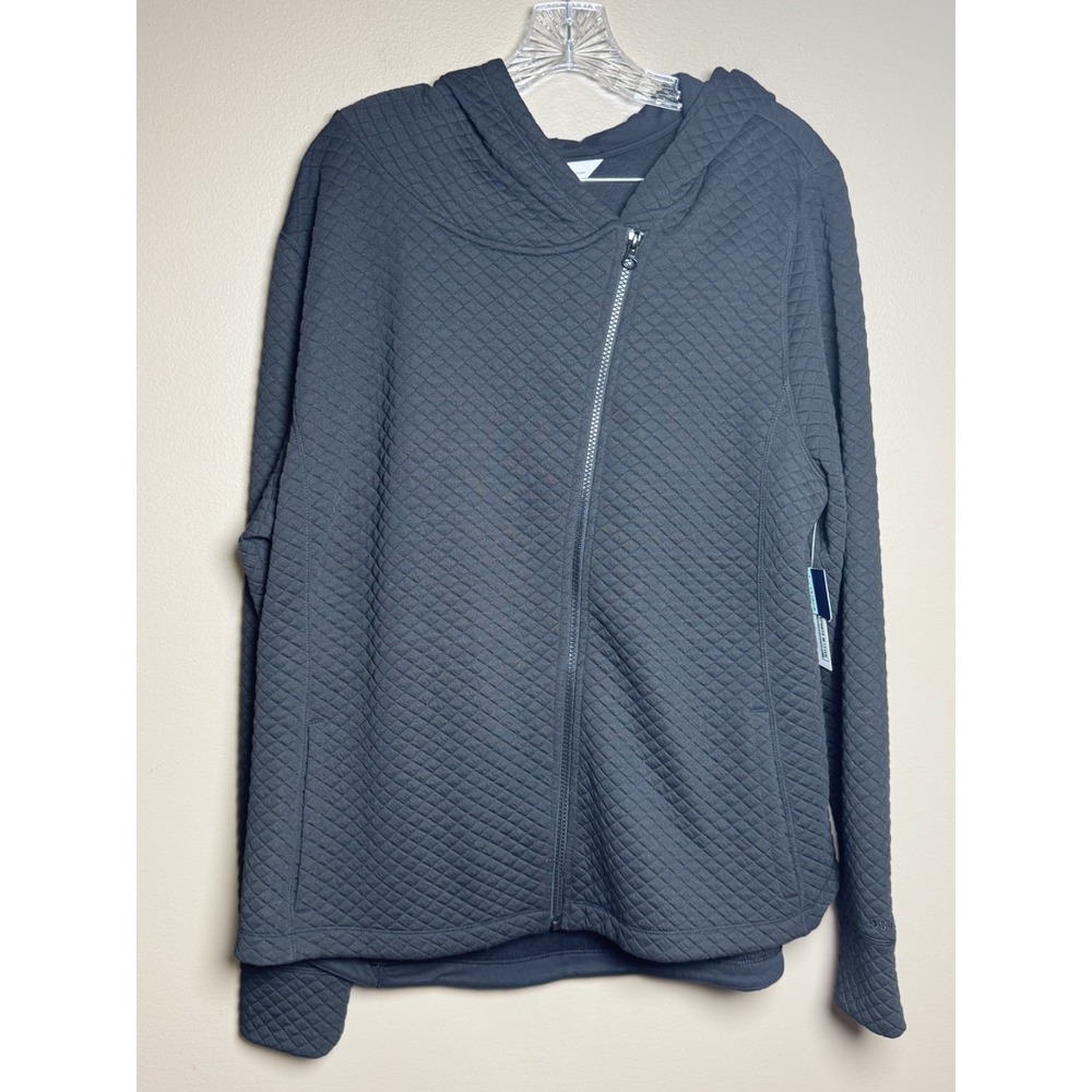 DSG Black Quilted Asymmetrical Zip Up Hoodie DAW39417Z Womens 2X